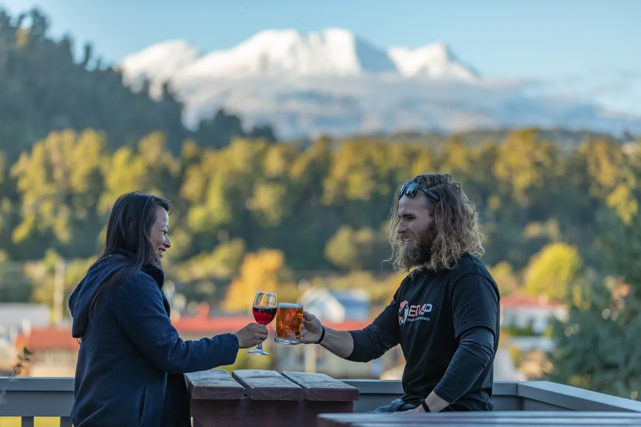 Enjoying a drink at Kings Ohakune