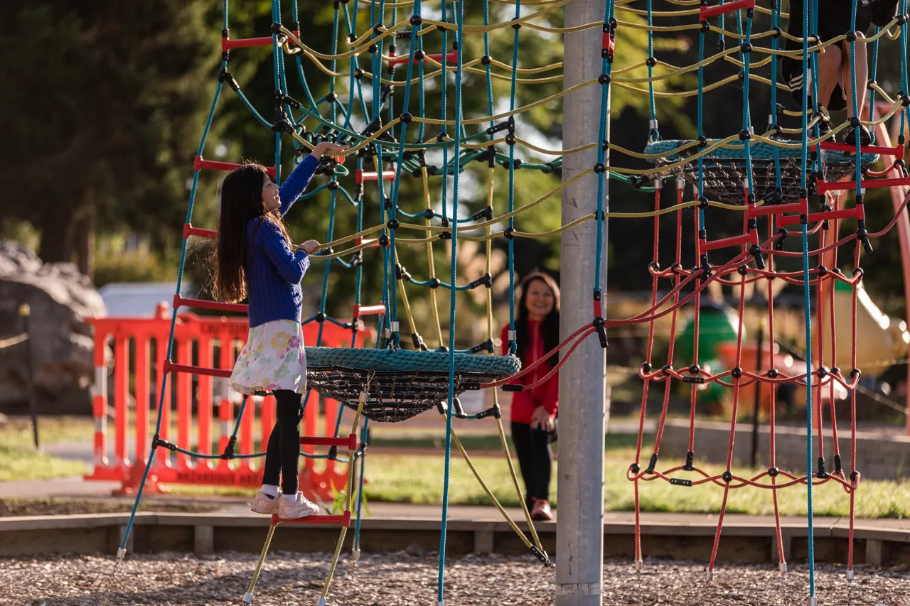 A Mother and Daughter Enjoying the Playground at The Ohakune Carrot Park