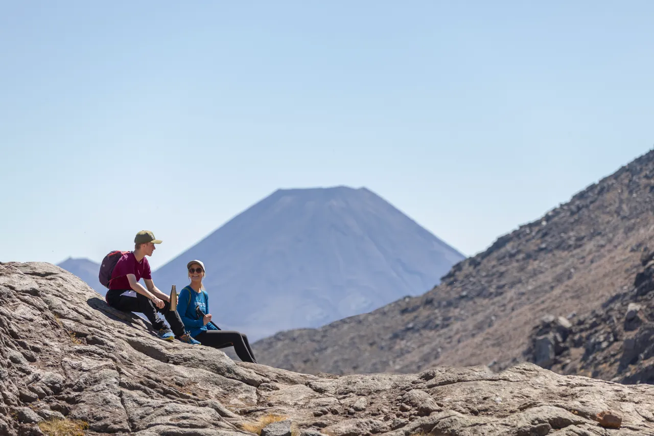 Hikers taking a break in the Tongariro National Park