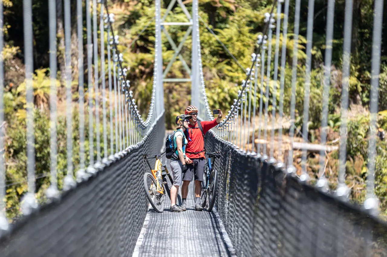 Biking across Timber Trail Bridge