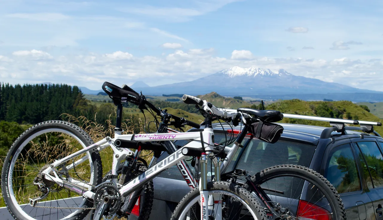 Bikes on car scenic Ruapehu