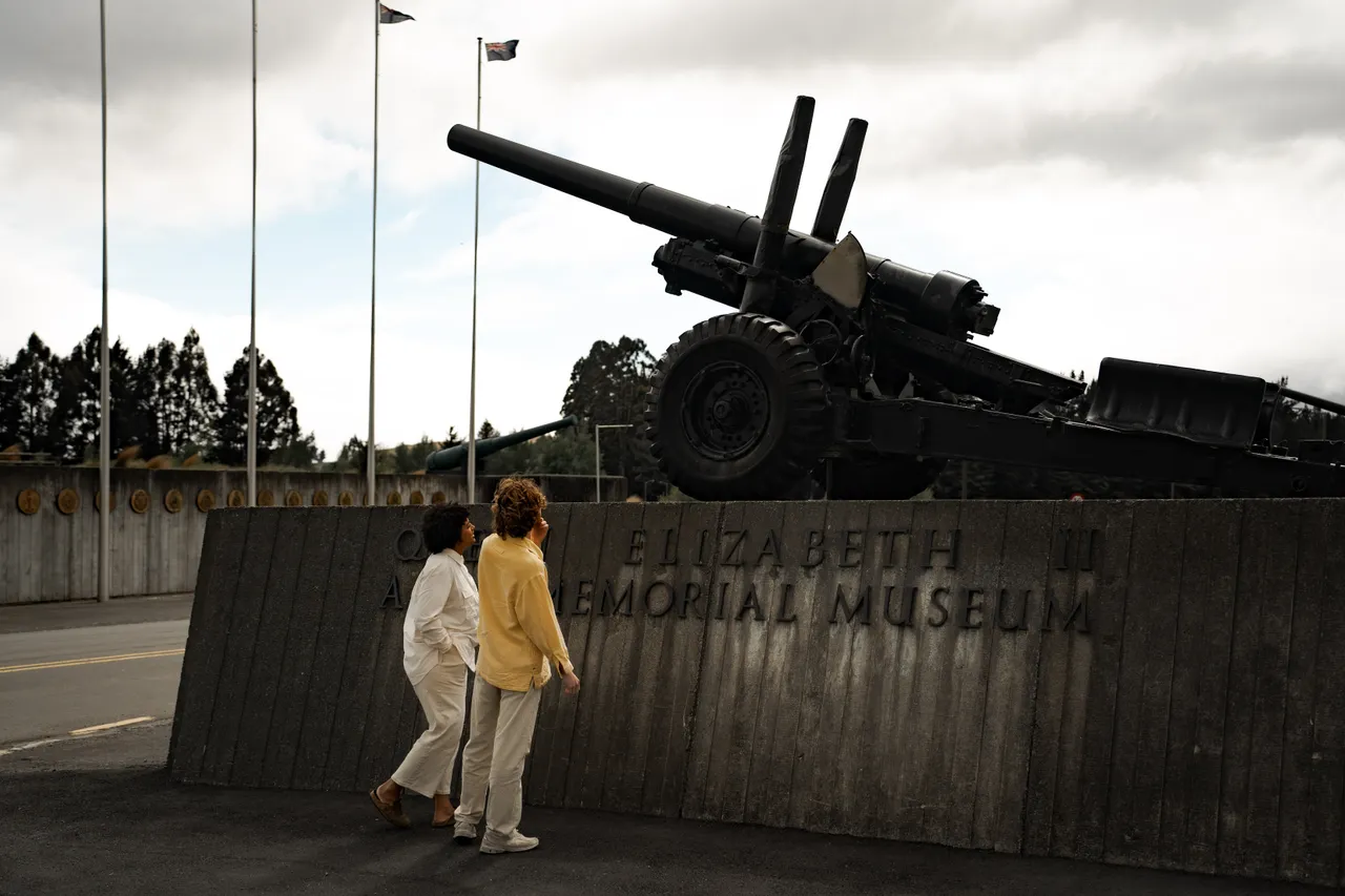 Couple outside of the National Army Museum in Waiouru
