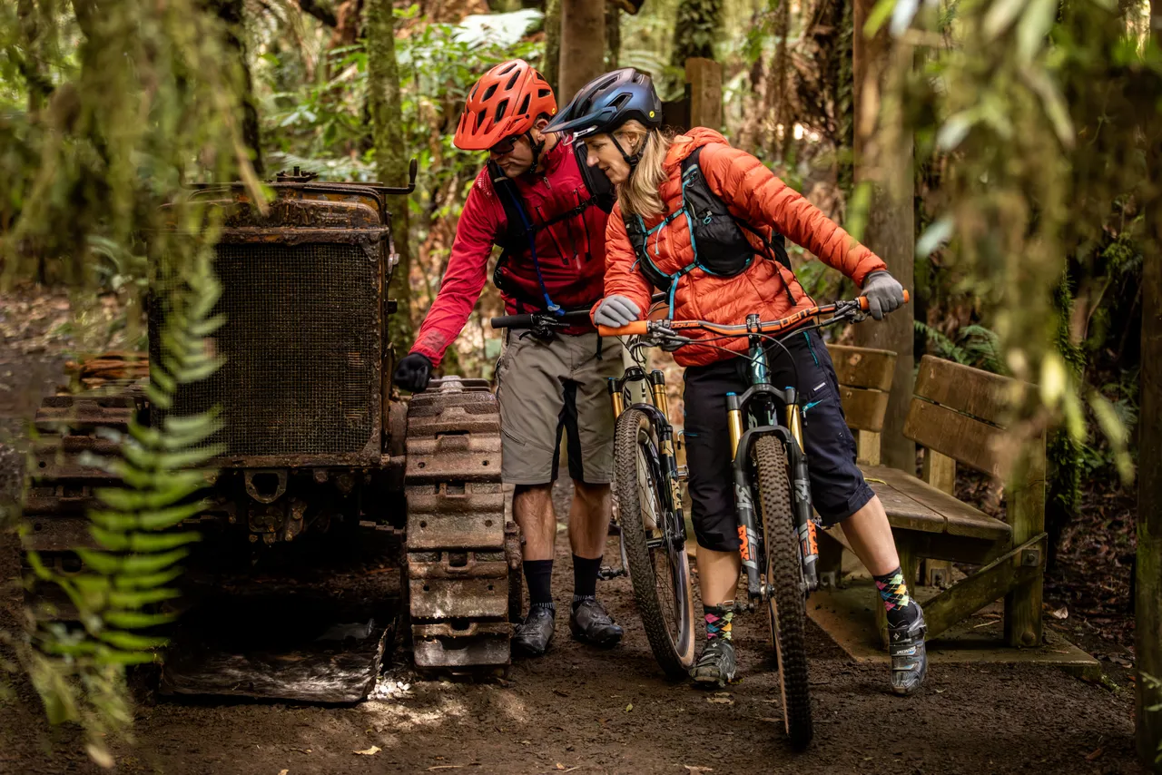 Looking at the Old Bulldozer on the Timber Trail