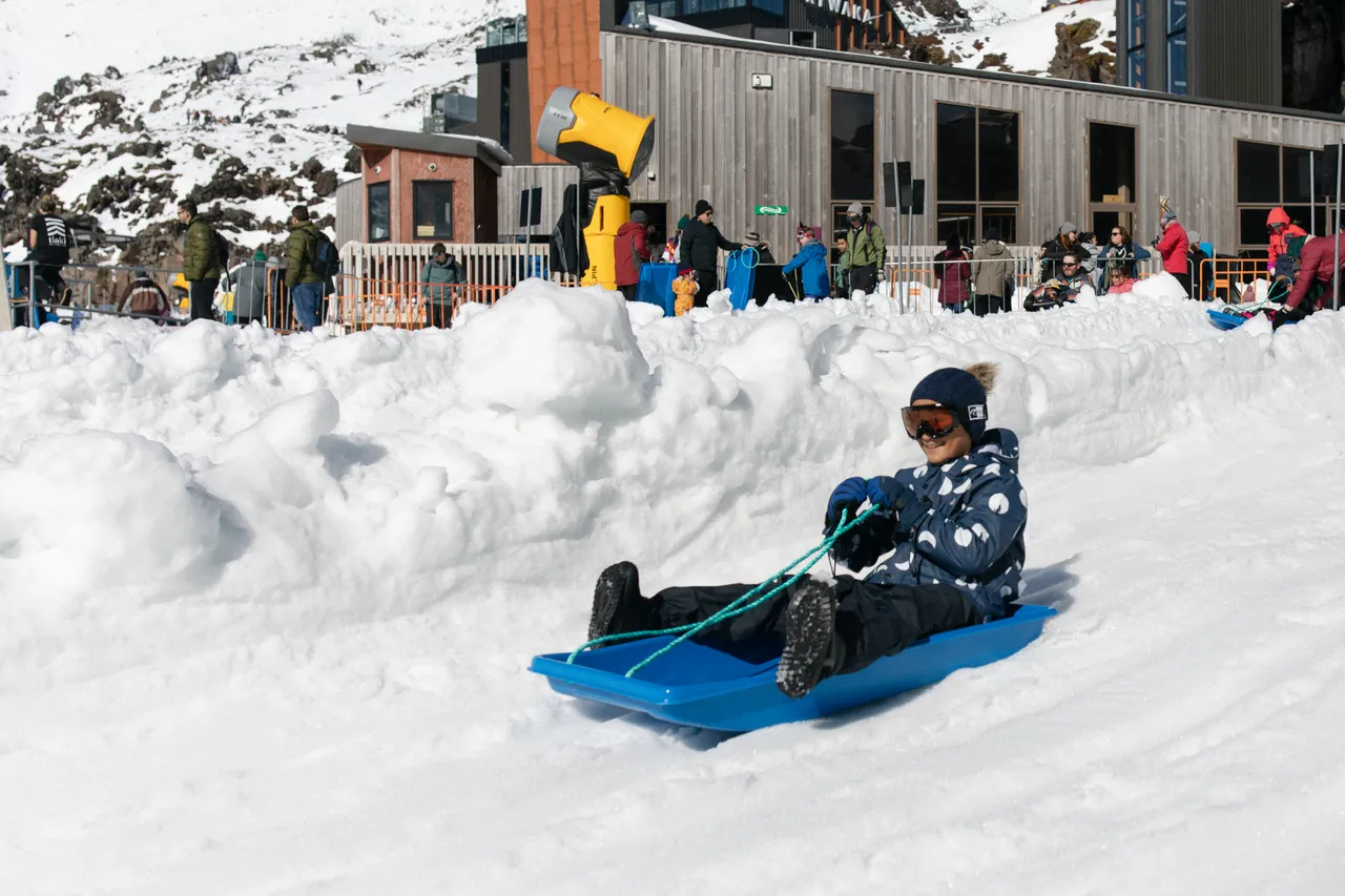 Sledding at Whakapapa Ski Area