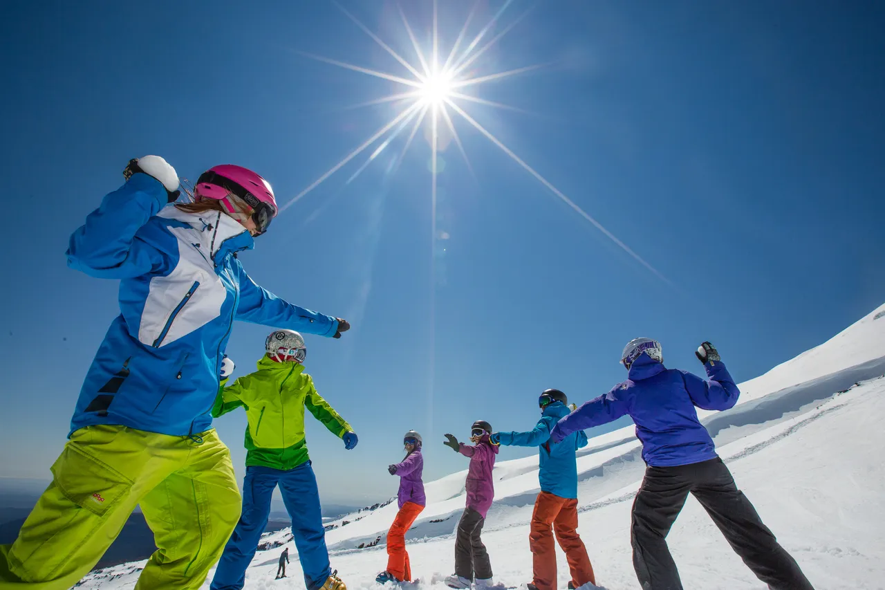 Snowball fight, Turoa Ski Area, Mt Ruapehu