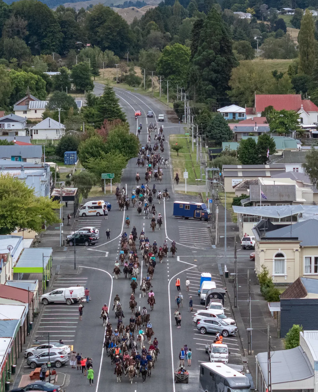 Trek For Life Riders Heading Through the Main Road of Raetihi