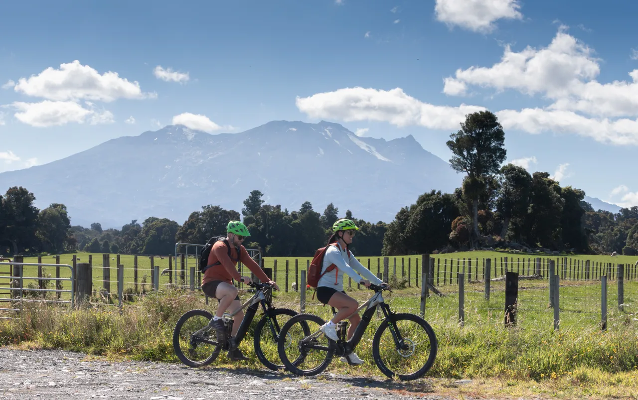 Couple Biking the Ohakune Old Coach Road