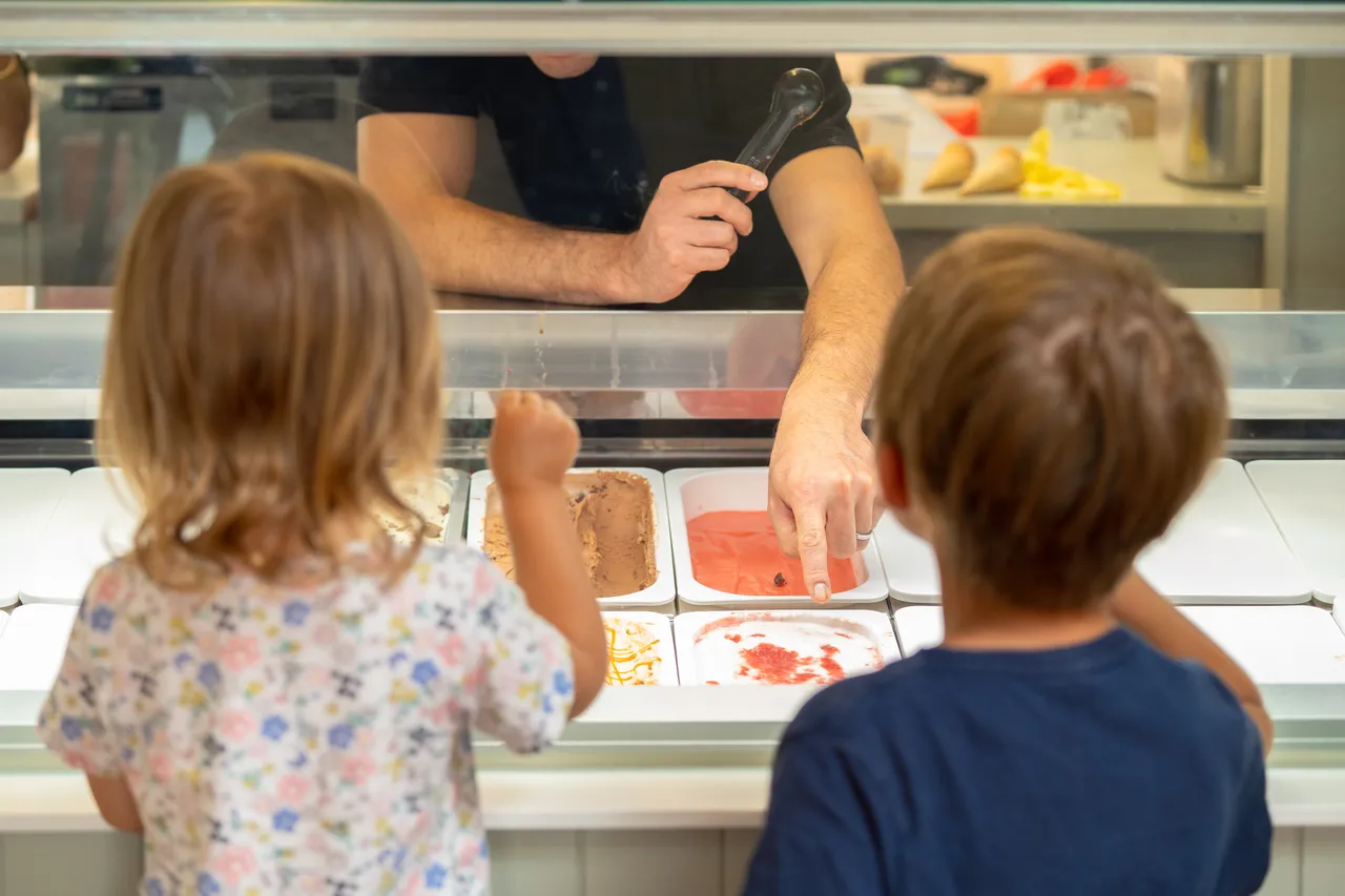 Children choosing ice cream at Little Liberty Creamery