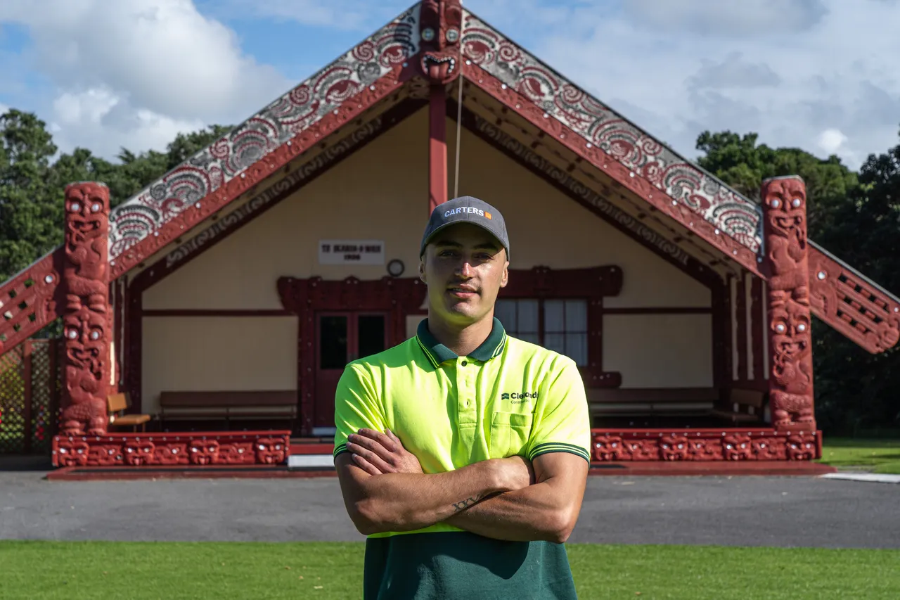 Apprentice builder at marae