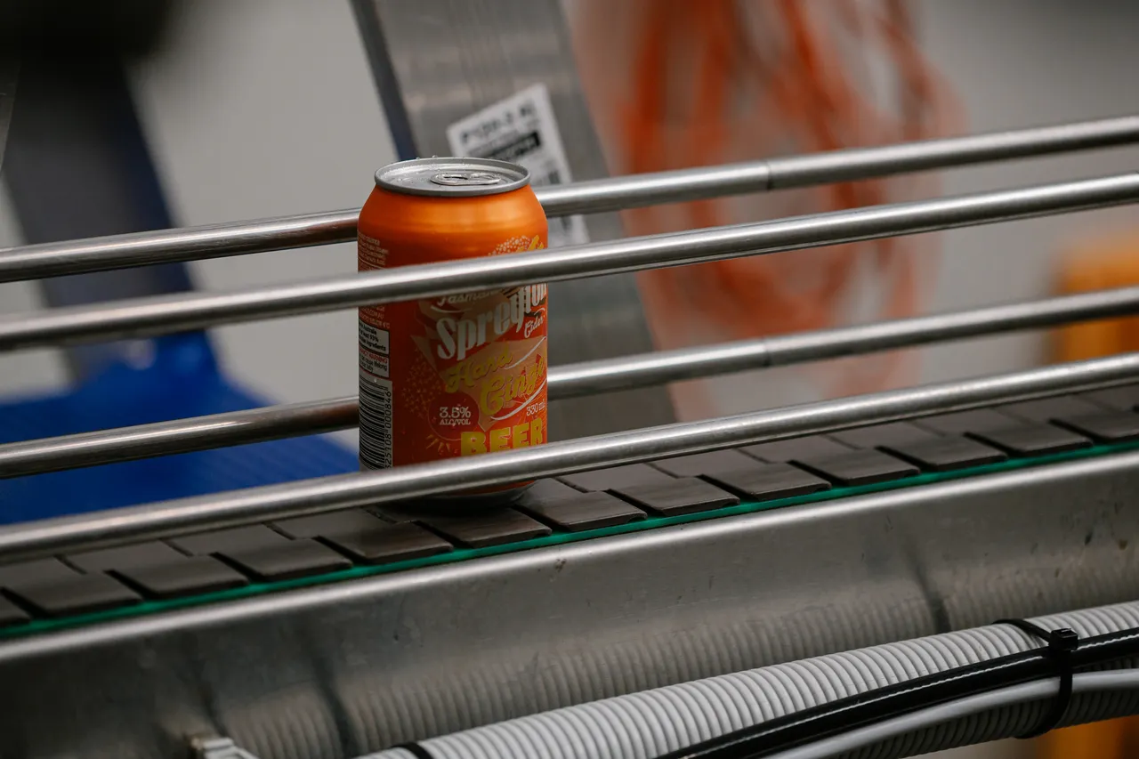 Cider Cans on Conveyor Belt
