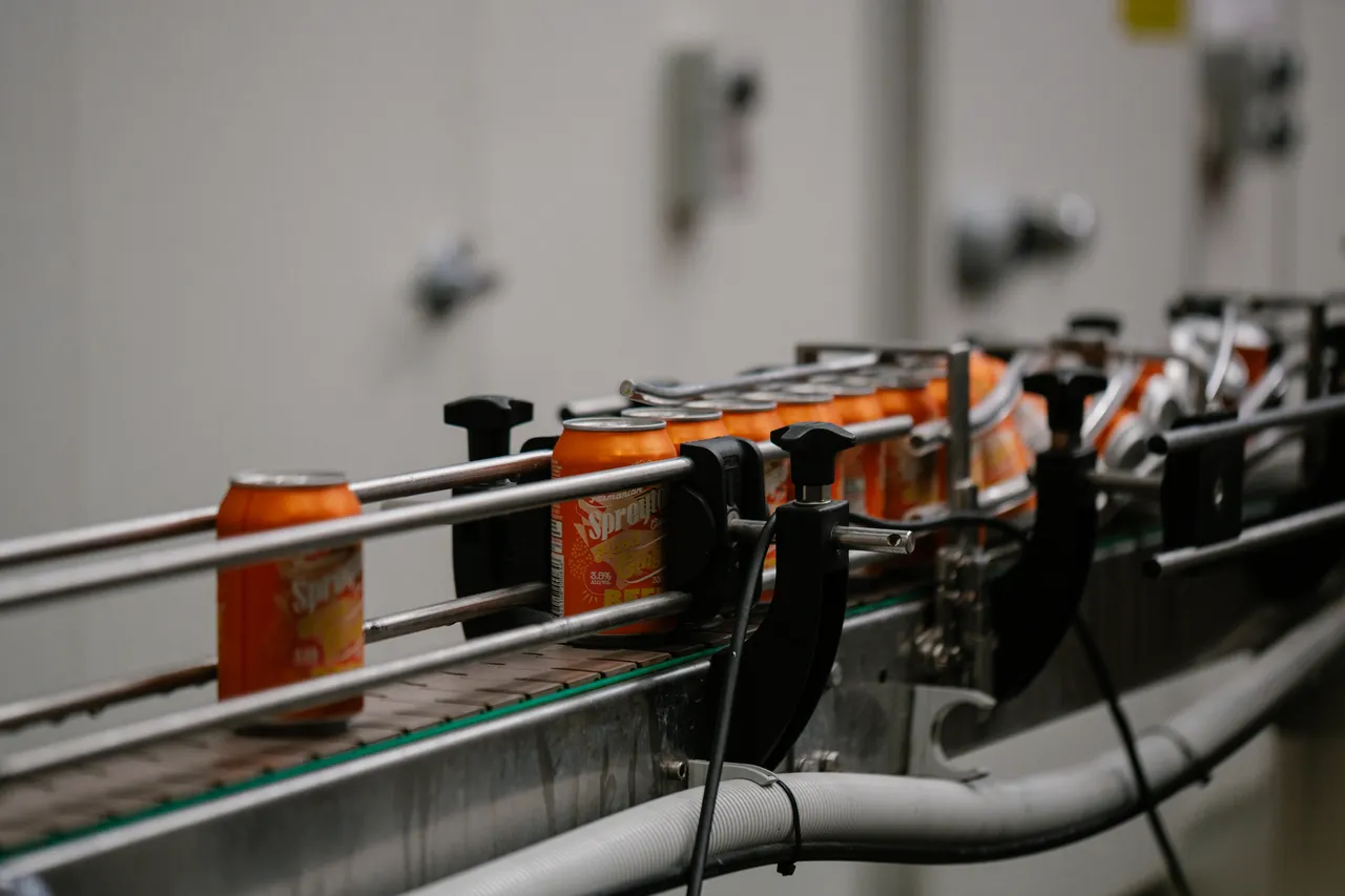 Cider Cans on Conveyor Belt