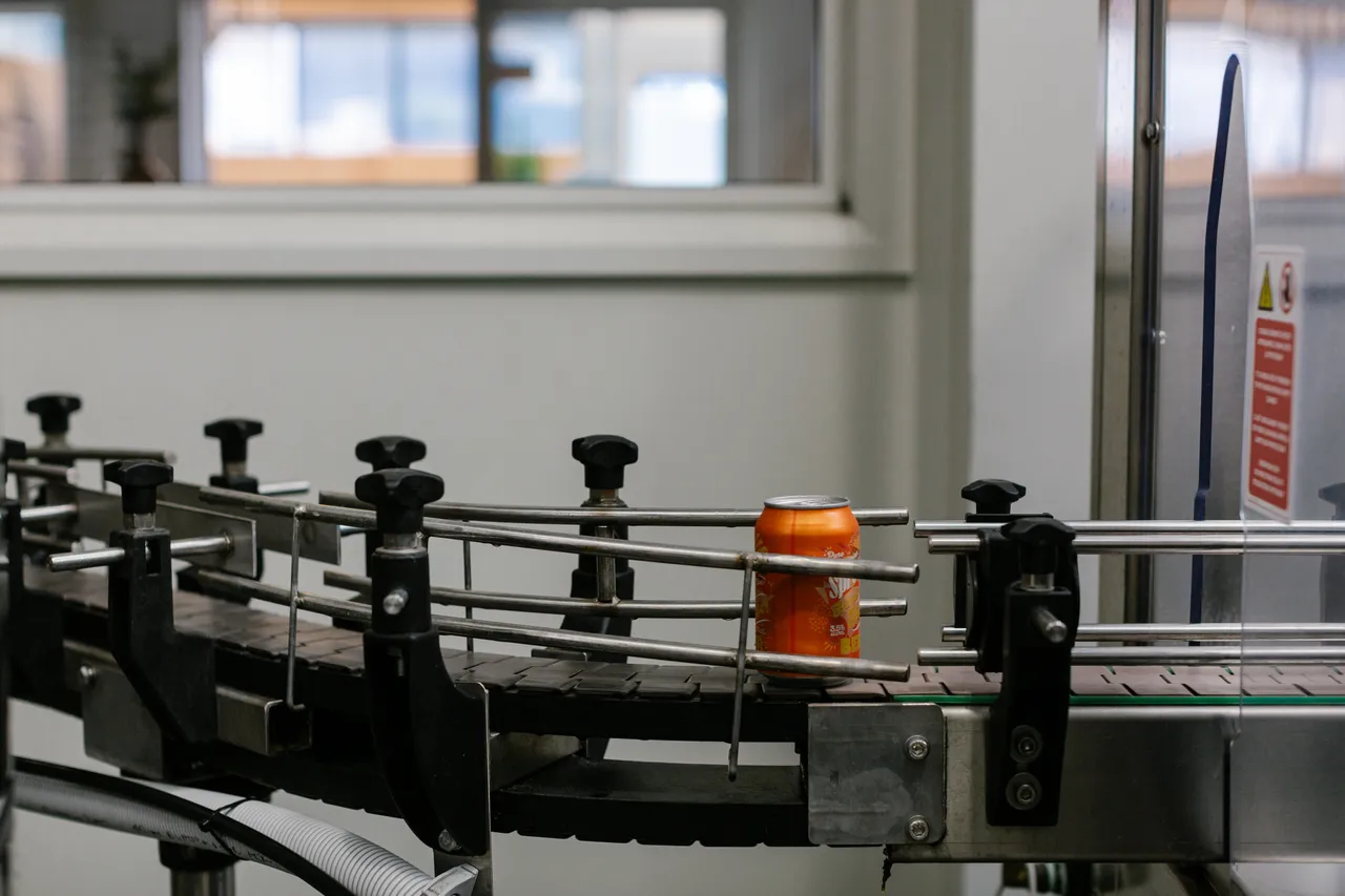 Cider Cans on Conveyor Belt