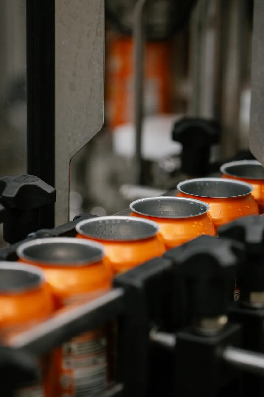 Cider Cans on Conveyor Belt