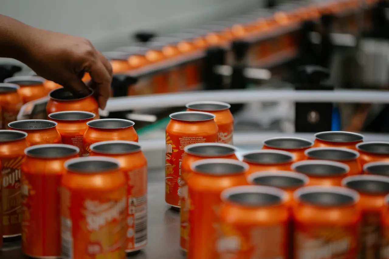 Cider Cans on Conveyor Belt