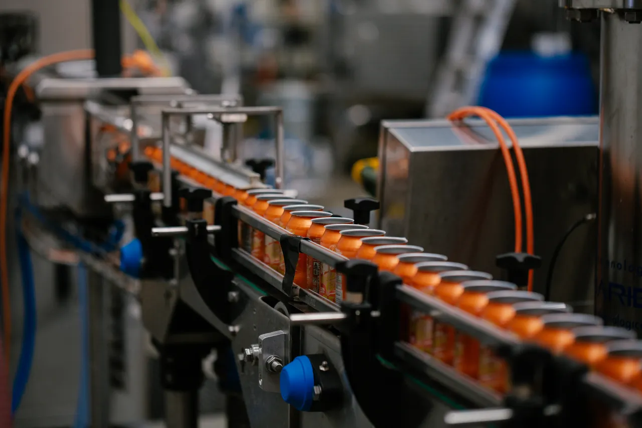 Cider Cans on Conveyor Belt