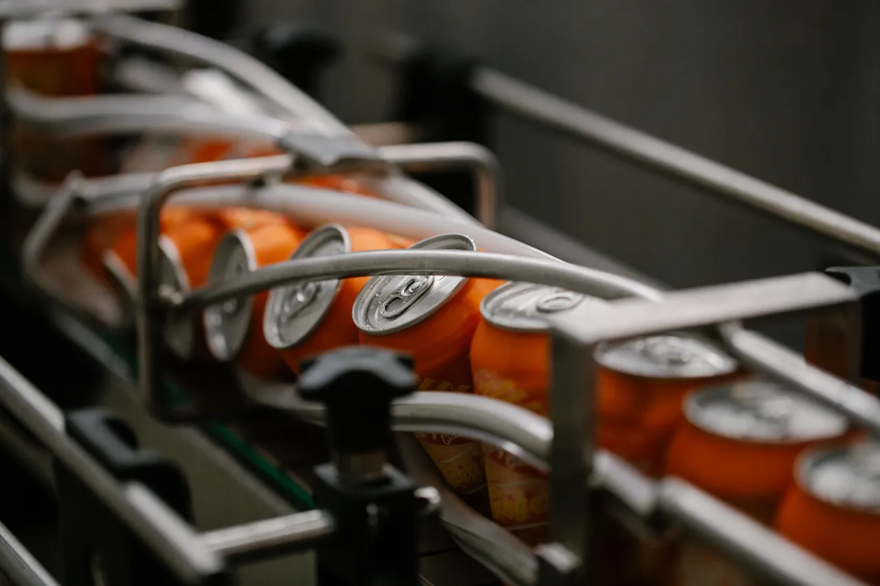 Cider Cans on Conveyor Belt
