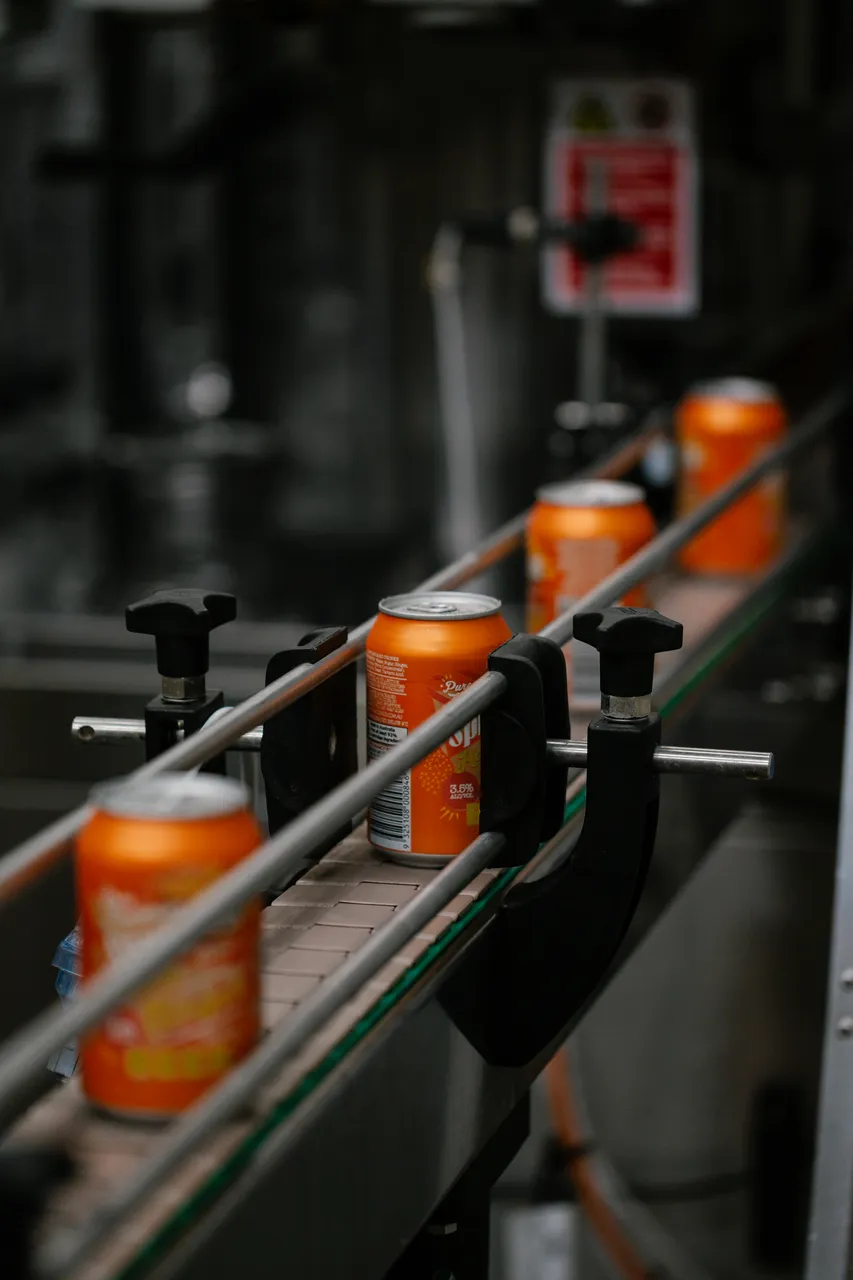 Cider Cans on Conveyor Belt