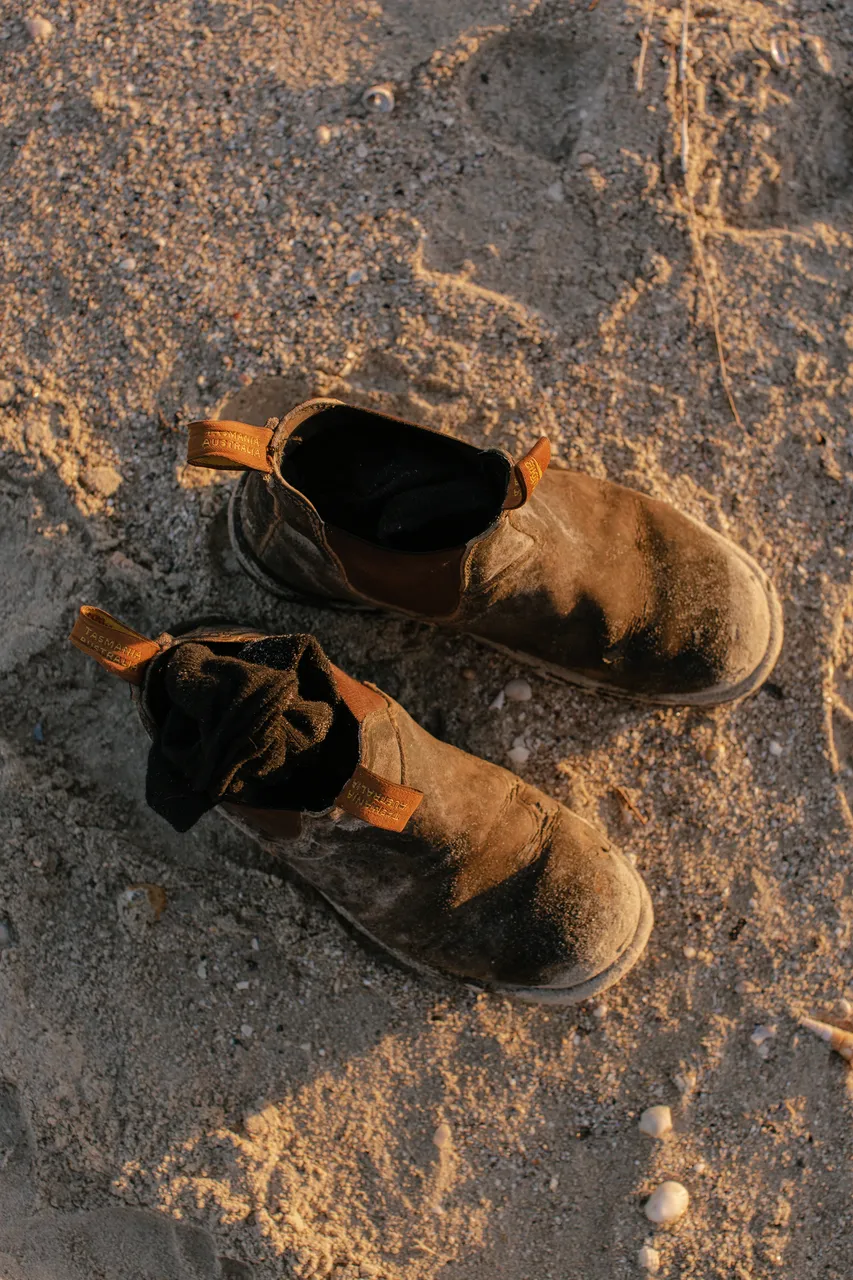 Blundstones on Sand