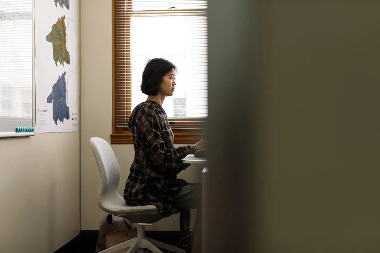 Geoneon Working at Computer