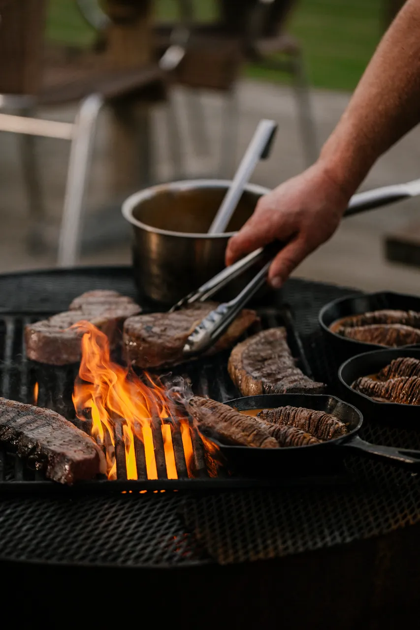 Barbequing Meat