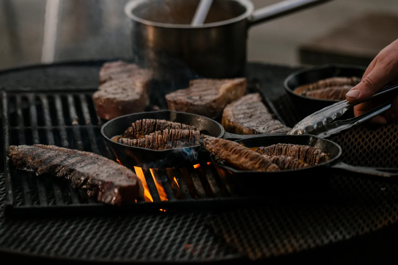 Barbequing Meat