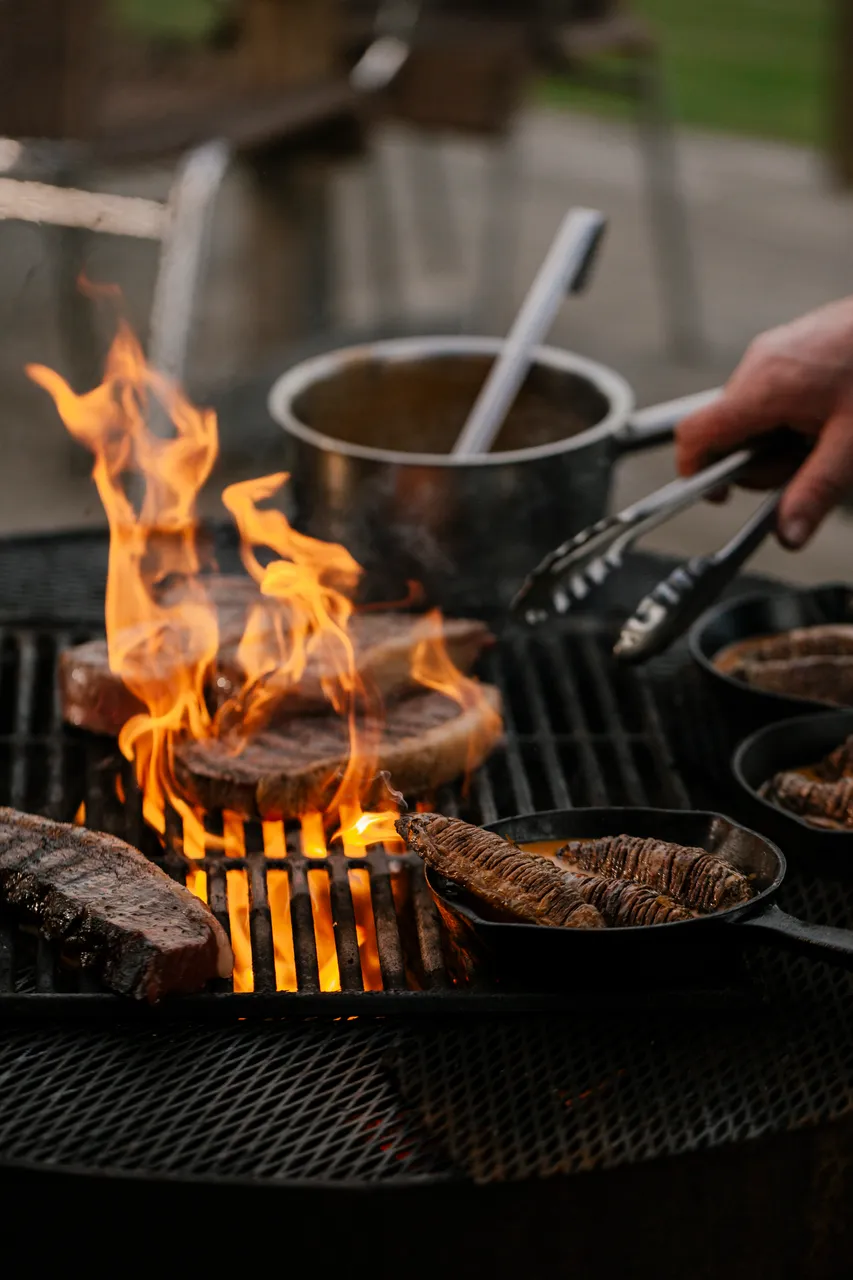 Barbequing Meat