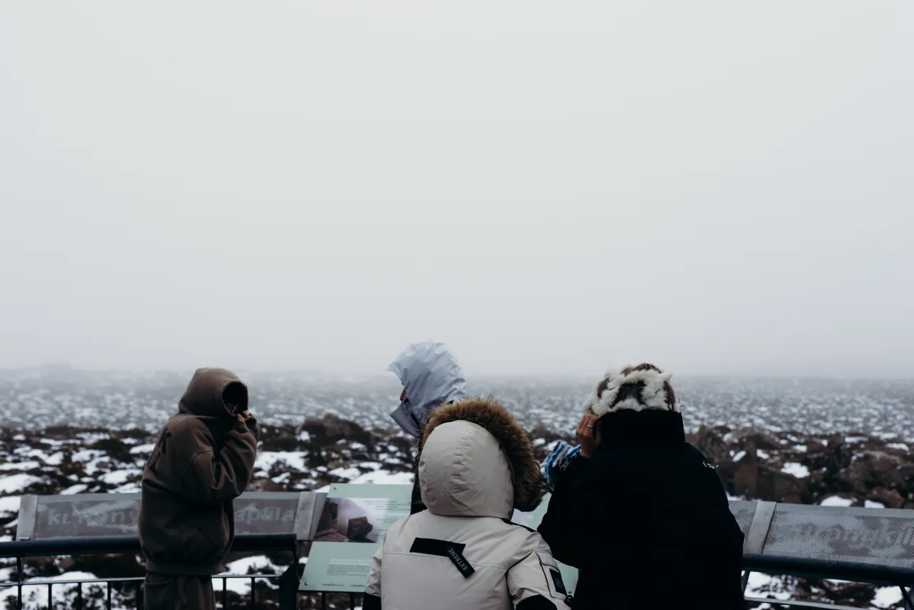 People in snow on kunanyi / Mount Wellington