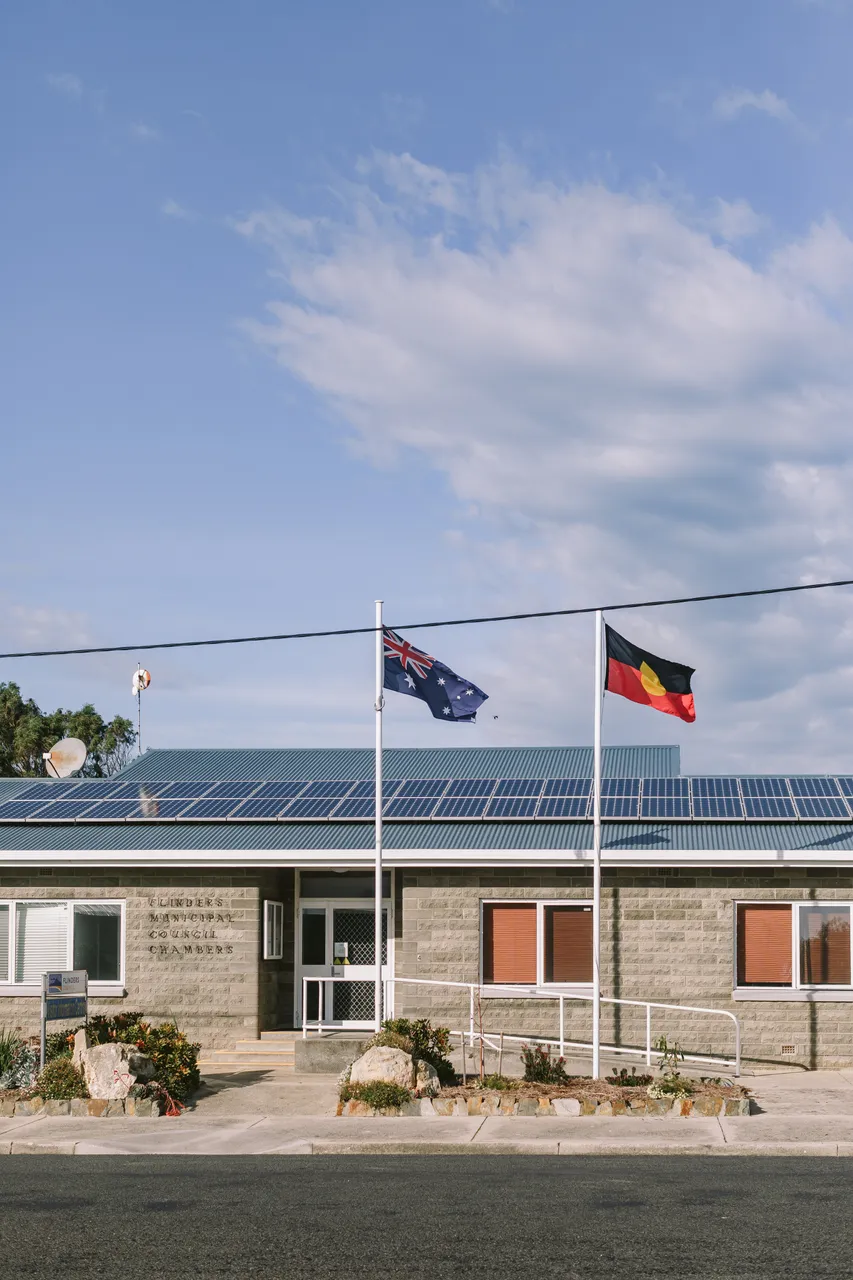 Australian and Aboriginal Flags at Whitemark