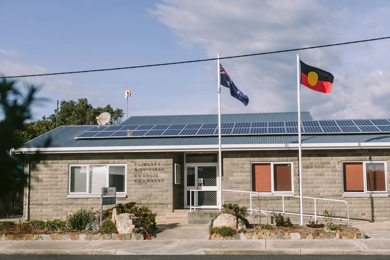Australian and Aboriginal Flags at Whitemark