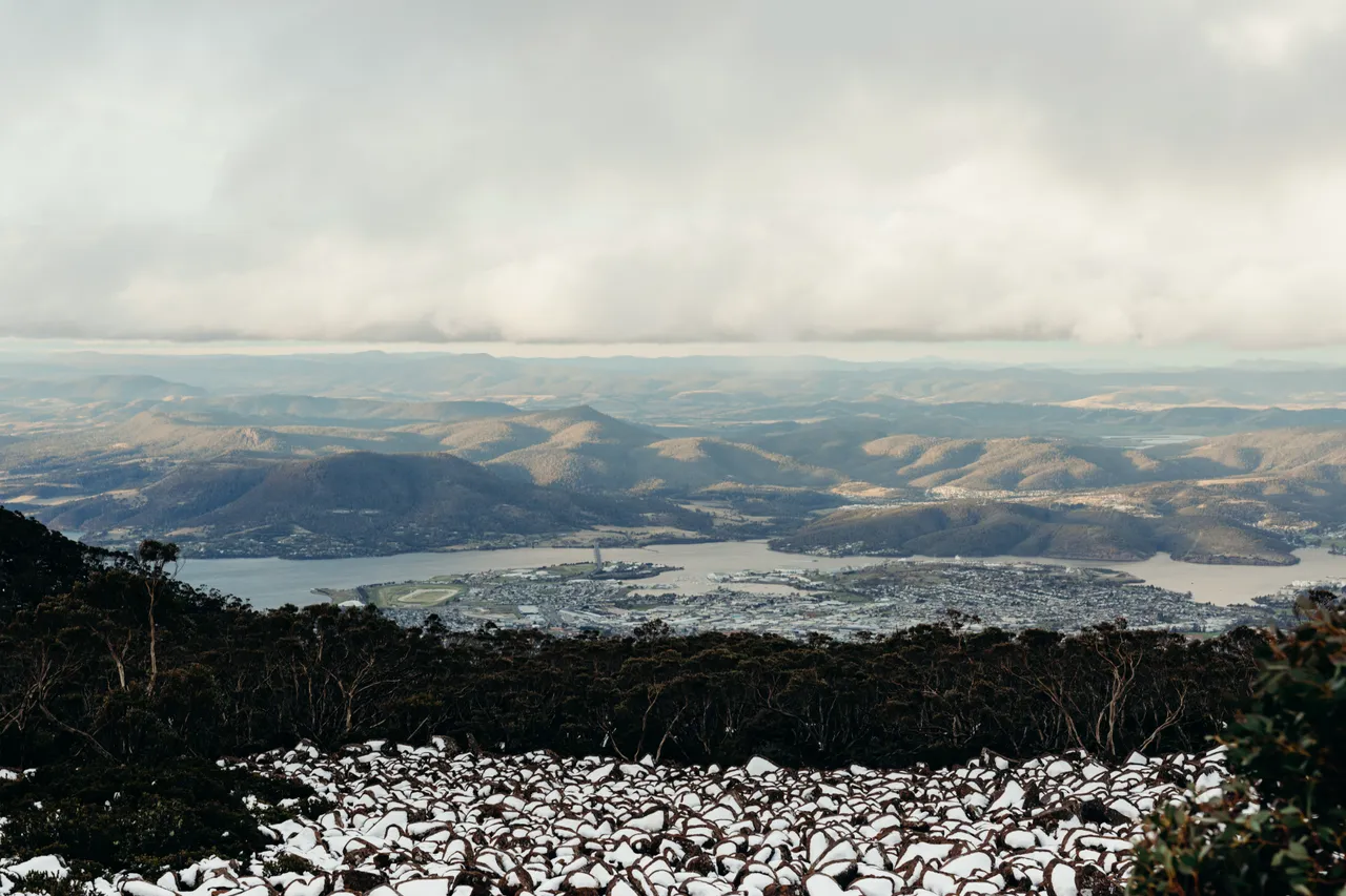 View from Snow Capped kunanyi / Mount Wellington