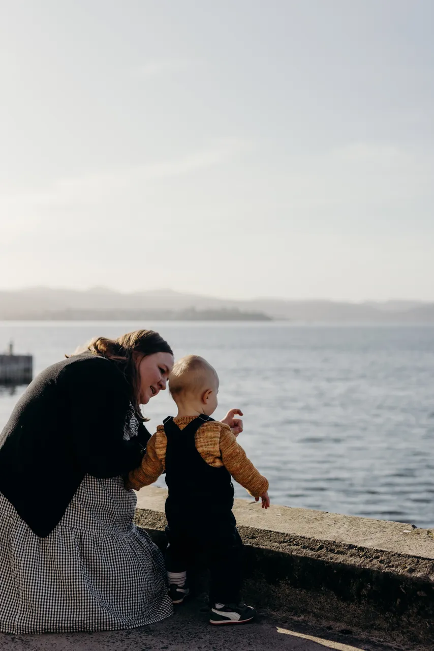 Woman and Child on the Hobart Waterfront