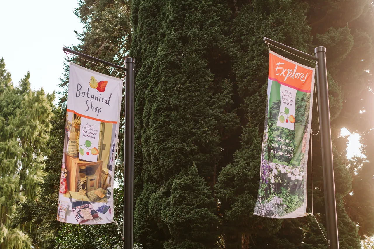 Banners at the Royal Tasmanian Botanical Gardens
