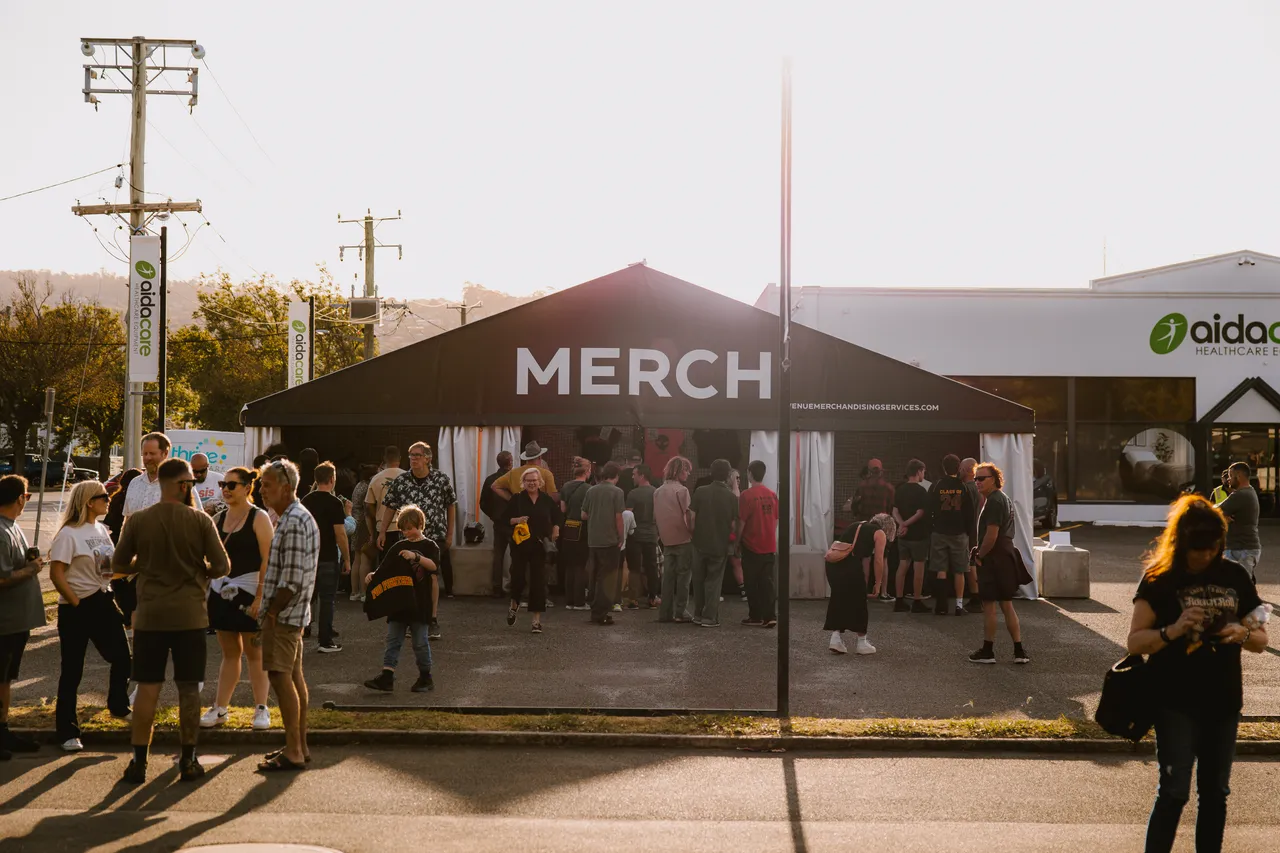 Merch Stall Outside UTAS Stadium