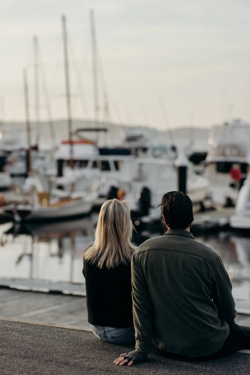 Couple Sitting by the Hobart Waterfront