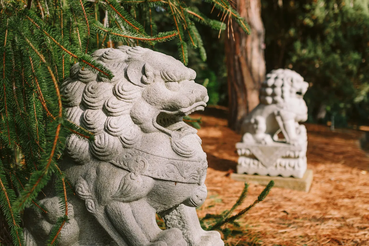 Lion Statues at the Royal Tasmanian Botanical Gardens
