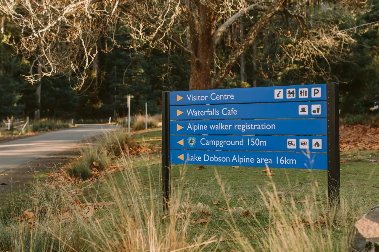 Directional Sign at Entrance to Mt Field National Park