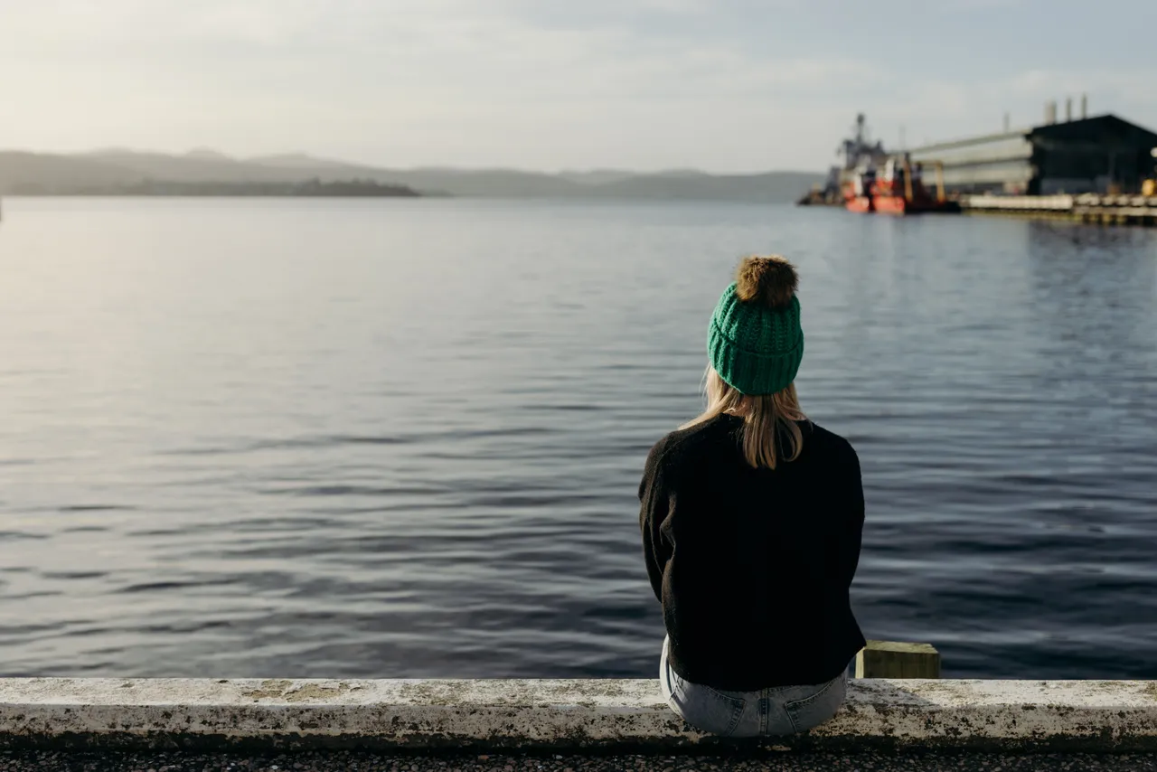 Sitting by the Hobart Waterfront