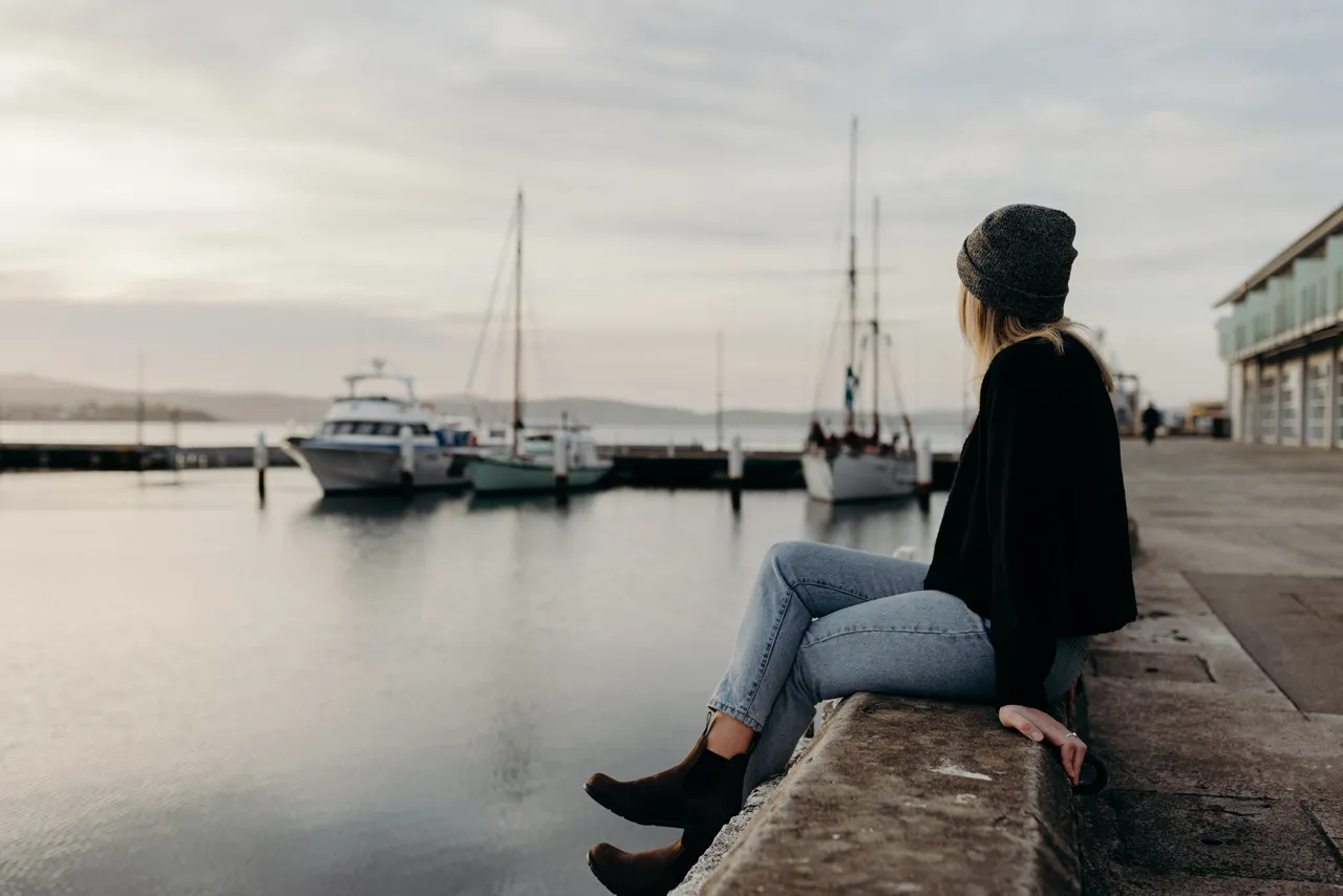 Sitting by the Hobart Waterfront