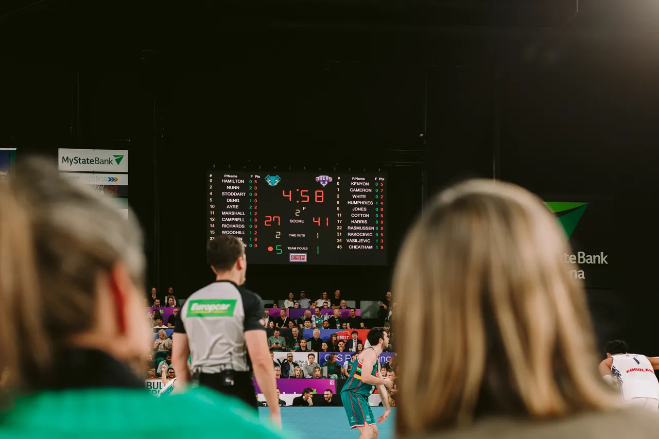 Scoreboard at MyState Bank Arena