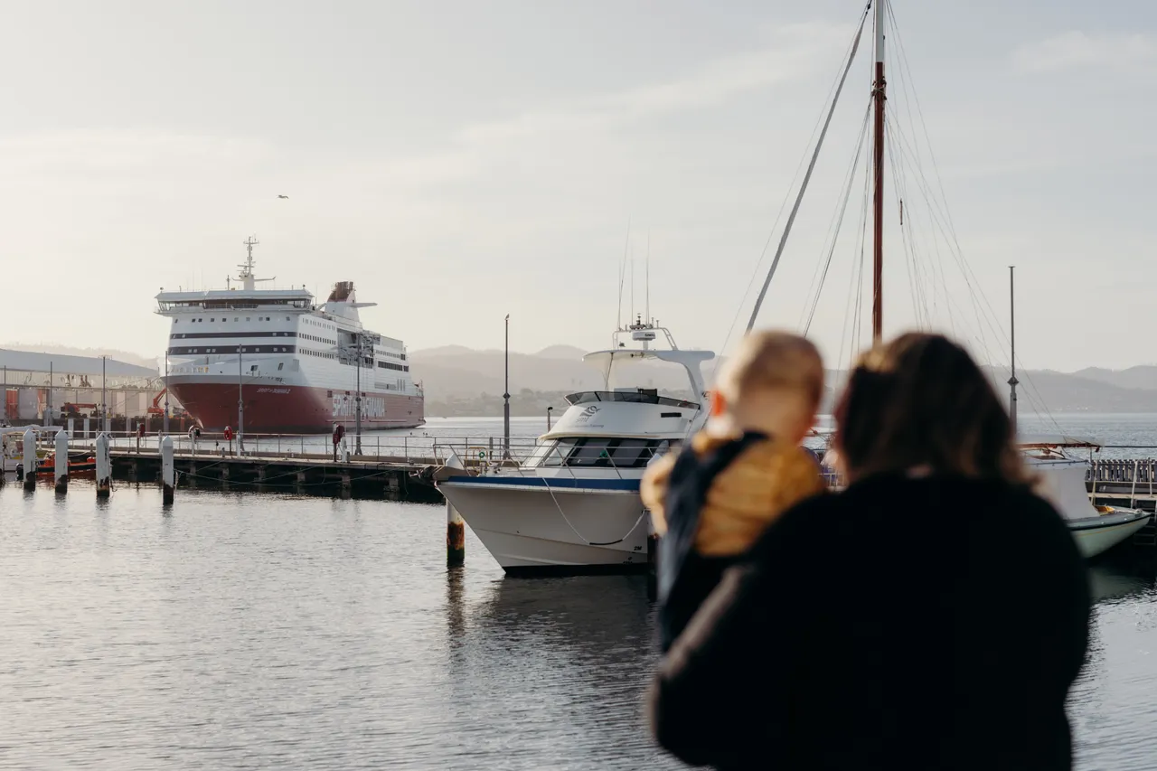 Woman and Child on the Hobart Waterfront