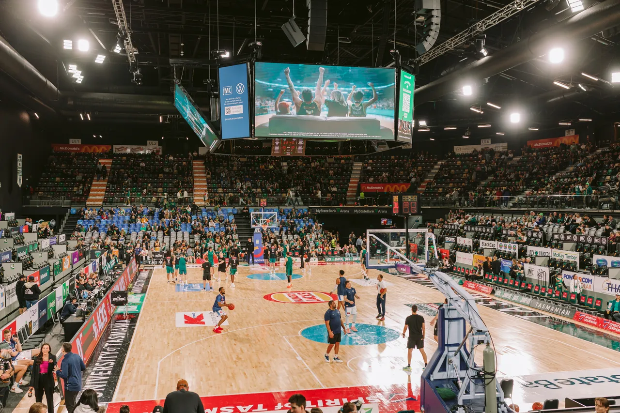 Players Warming Up at MyState Bank Arena