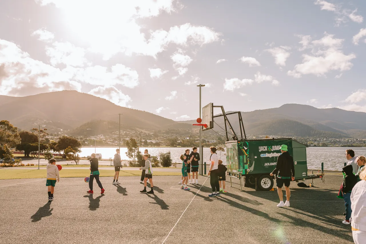 Shooting Hoops Outside MyState Bank Arena