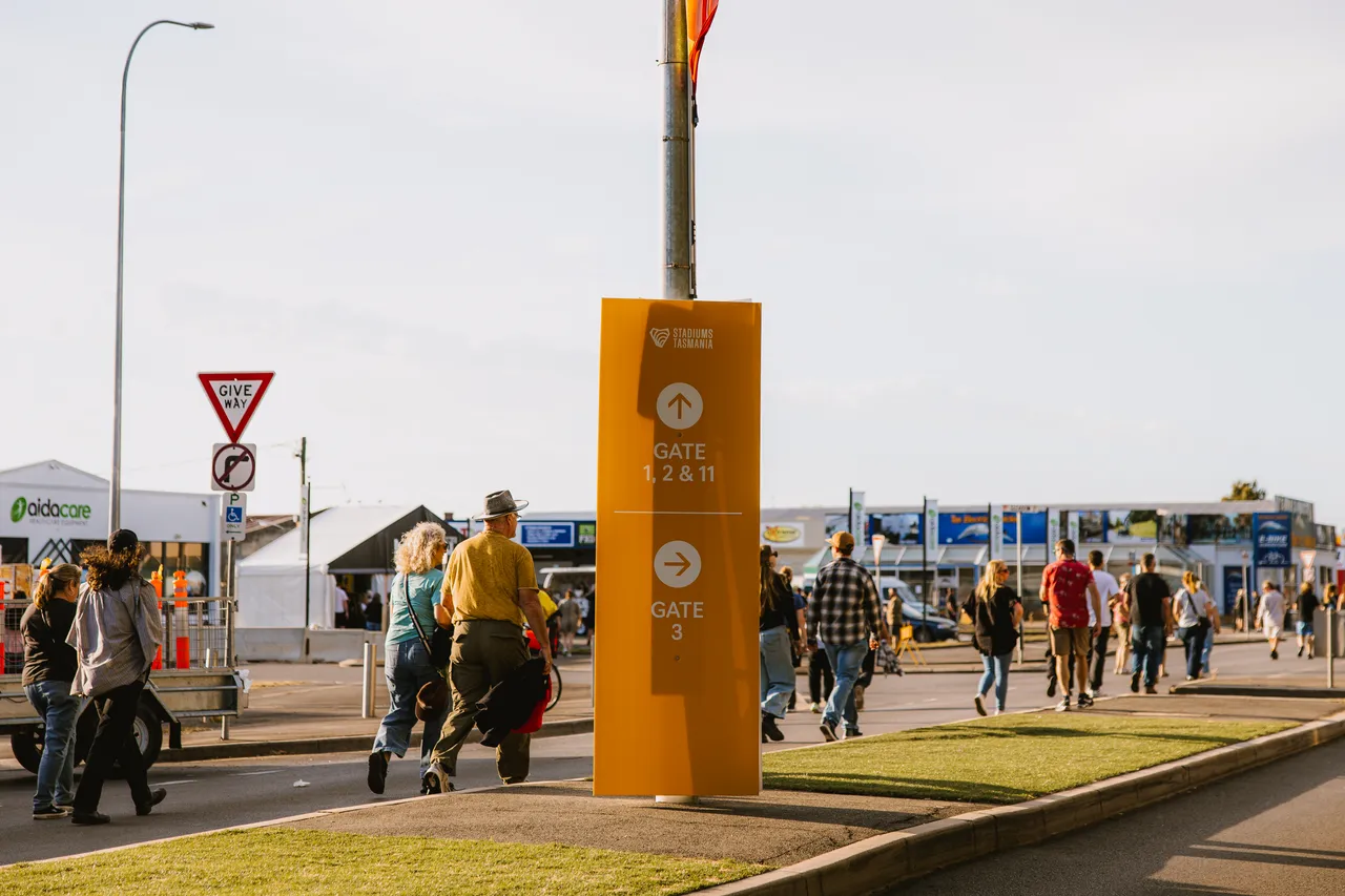 Gate Signage Information Outside UTAS Stadium