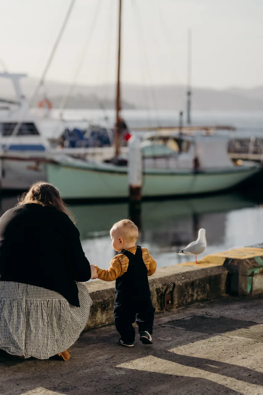 Woman and Child on the Hobart Waterfront