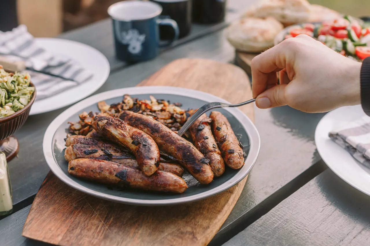 Wallaby Sausages on Picnic Table