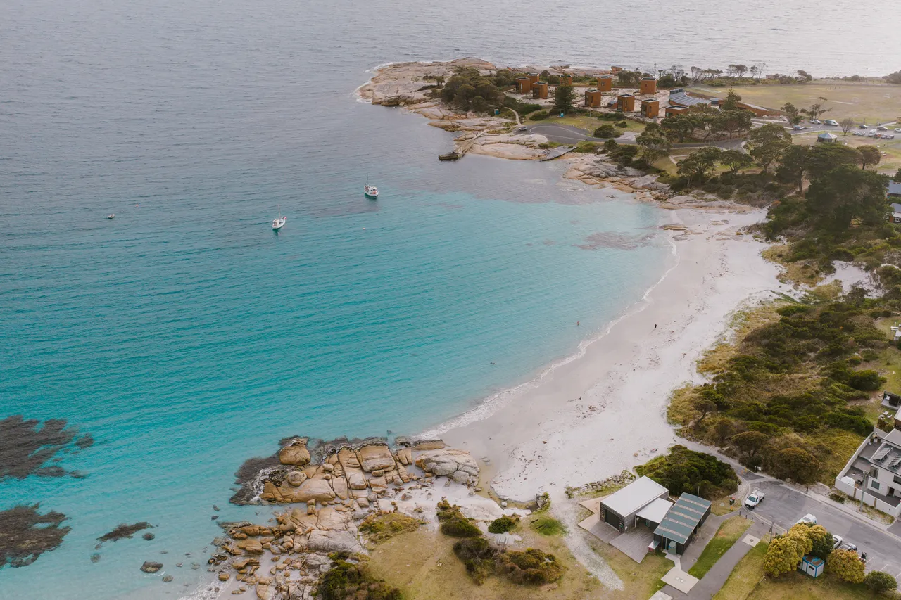 Waubs Beach Bicheno Aerial