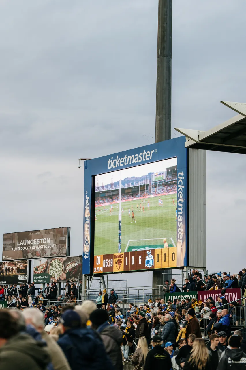 Scoreboard at UTAS Stadium