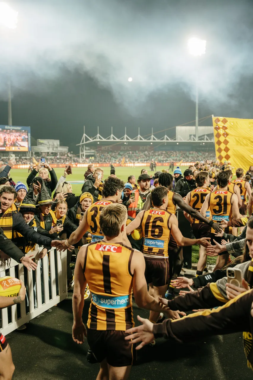 Hawthorn Players Walking out on UTAS Stadium