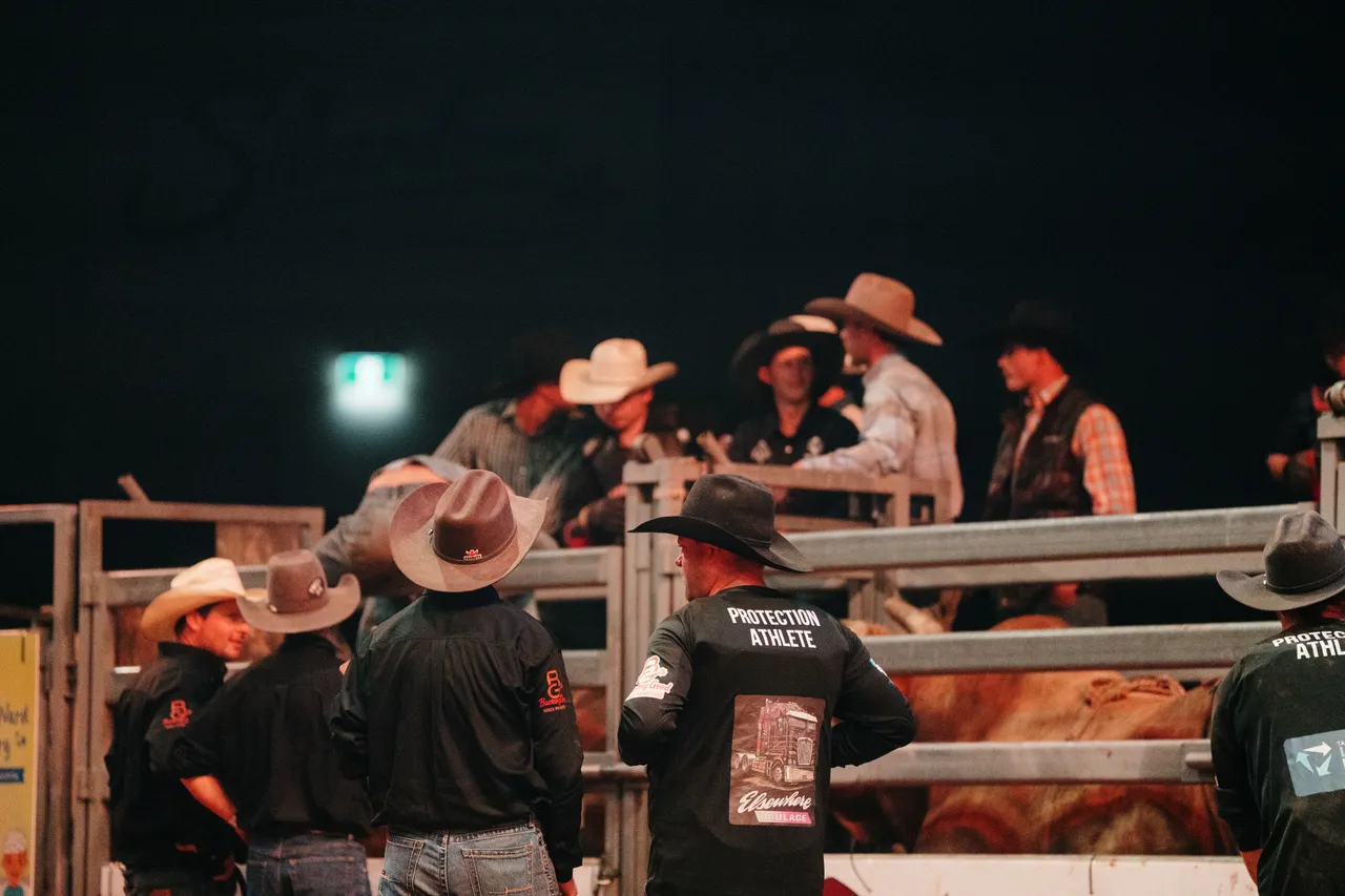 Bull Riders at the Island Stampede Rodeo