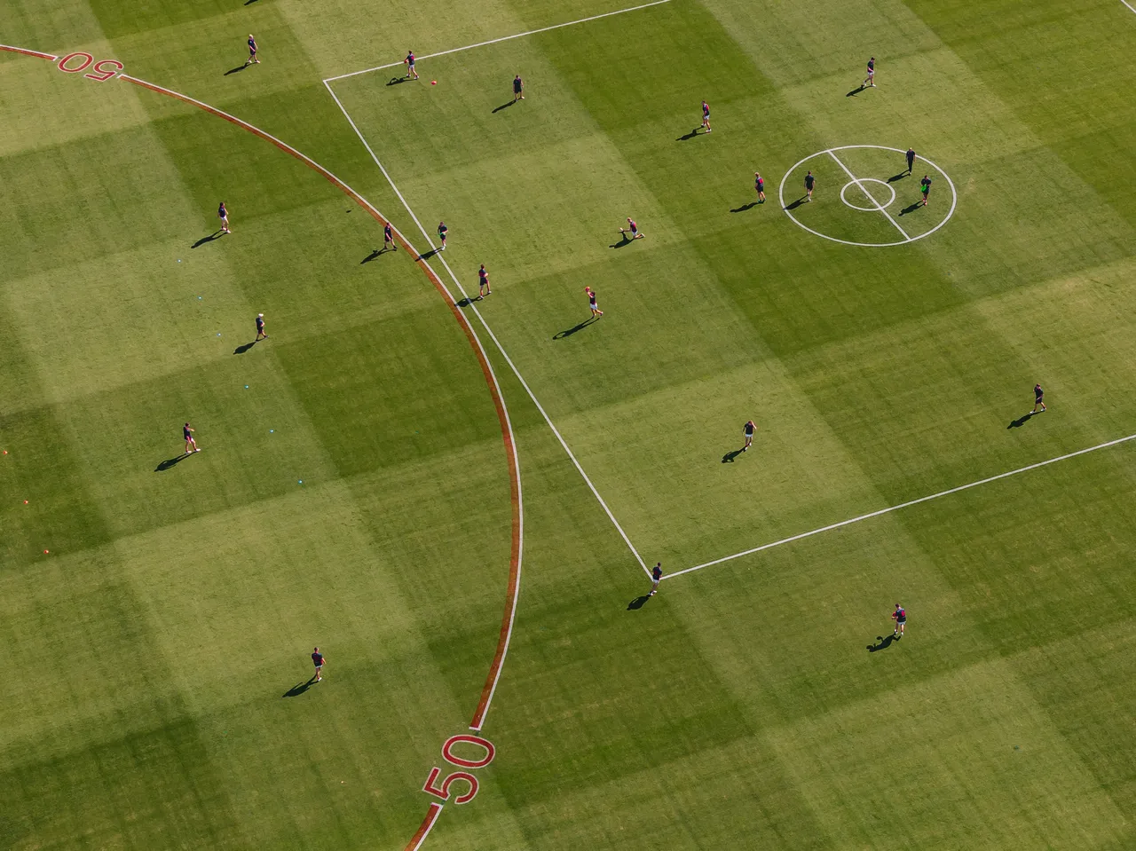 Aerial View of Football Players 